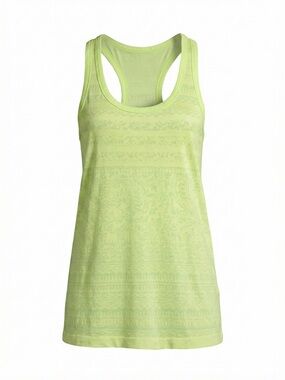 Athleta Neon Lime Citron Paisley Print Racerback Tank Top Small Athletic Yoga